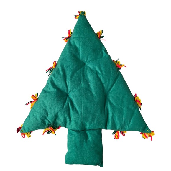2 Quilted Patchwork Christmas Trees 22” Wall Hangings Pillows Vintage Kitsch - Picture 4 of 13
